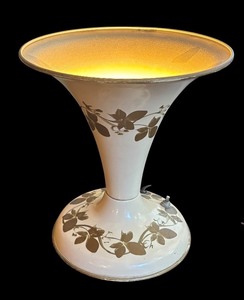 lot 56R image: LR - Vintage Metal Up Light Lamp with Floral Pattern