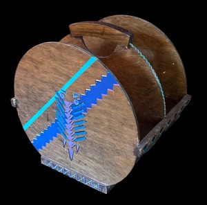 lot 58R image: LR - Vintage Wooden Literature Stand with Art Deco Design