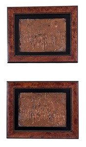 lot 64R image: LR - Pair of Vintage Embossed Copper Wall Plaques