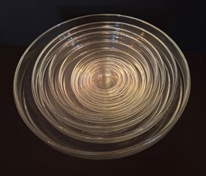 lot 110R image: LR - Duralex France Set of Nesting Glass Mixing Bowls