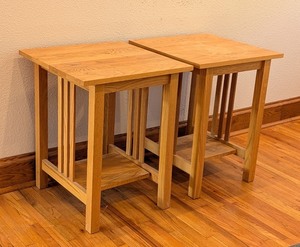 lot 111A image: UL - Pair of Oak Side Tables with Shelf