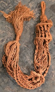 lot 272K image: LL - Vintage Macrame Plant Hanger with Wood Beads, 8 Feet Long