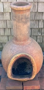 lot 167N image: Large Terracotta Outdoor Chiminea Wood-Burning Fireplace