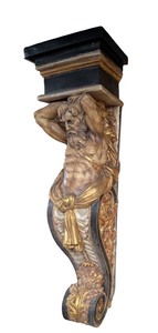 lot 19 image: LL - Ornate Wall Corbel with Classical Bearded Male Figure and Gilt Details