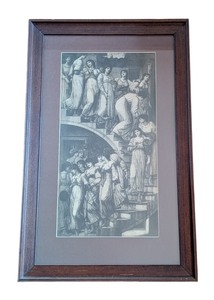 lot 38 image: ML - Edward Burne-Jones The Gold Stairs Engraving Print Framed