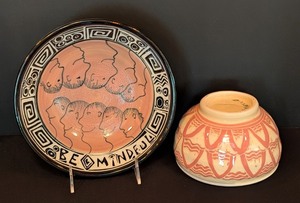 lot 90 image: ML - Pair of Unique Studio Pottery Bowls by C. Wert, Signed