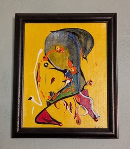 lot 116 image: ML - D. Culver Abstract Oil Painting Framed