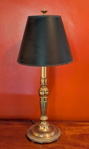 lot 118 image: ML - Stiffel Brass Table Lamp with Black Shade