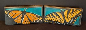 lot 120 image: ML - Pair of Motawi Tileworks Monarch Butterfly Art Tiles
