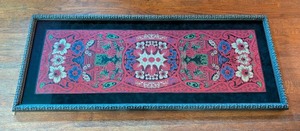 lot 122 image: ML - Large Framed Embroidered Anatolian or Turkish Textile with Floral and Architectural Motif