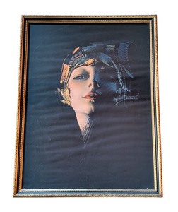 lot 125 image: ML - Framed Art Deco Pin-Up Print by Rolf Armstrong The Kiss