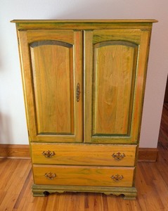 lot 129 image: UL - Wood Armoire with Double Doors and Two Drawers