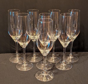 lot 197 image: ML - Set of 8 Riedel Champagne Flutes 8.75 Inch Crystal Glasses