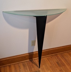 lot 208 image: UL - Modern Wall-Mounted Glass Console Table with Metal Support