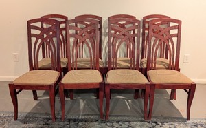 lot 215 image: LL - Set of 6 Waymar Wood Dining Chairs with Upholstered Seats