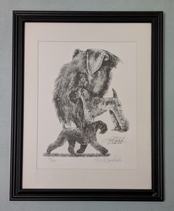 lot 240 image: ML - Signed Limited Edition Framed Dog Art Print by L. Stubbs 16 x 20