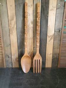 lot 16 image: Remember These  Large Spoon and Fork Wooden Dcor