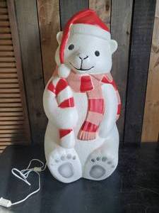 lot 17 image: Vintage Lighted Coca Cola Snow Bear Blow Mold