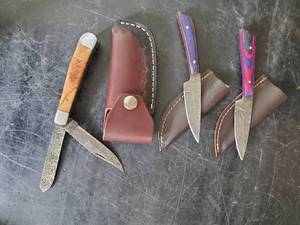 lot 35 image: 3 Stunning knives With Sheaths one Folding knife