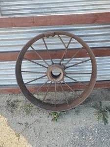 lot 49 image: Large Metal Tractor Wheel