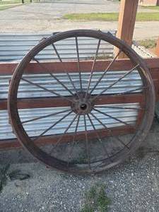 lot 50 image: Large Metal Tractor Wheel