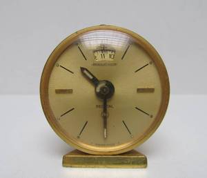 lot 66 image: Small Vintage 1950s era JAEGER LeCOULTRE Swiss Made Recital Travel Clock 