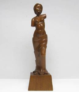 lot 42 image: Lovely Larger Vintage Carved Wood Nude Figure 