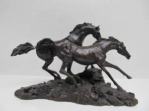 lot 43 image: Morning on The Montana Plains Western Horse Sculpture by Lanford Monroe - Franklin Gallery