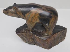 lot 88 image: Excellent Larger Heavy Carved Stone Bear Sculpture