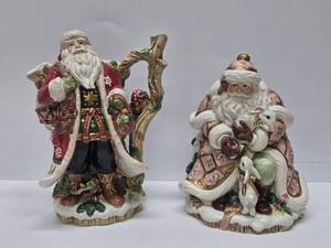 lot 115 image: 2 Large FITZ & FLOYD Santa Claus Christmas Items - Biscuit Jar & Large Figurine