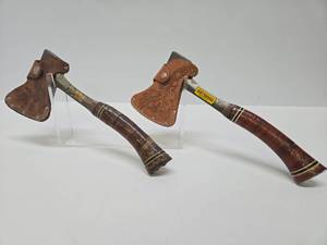 lot 147 image: Pair of ESTWING Hatchets wLeather Headcovers