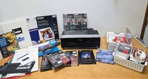 lot 126 image: New or Like-New EPSON Stylus Photo R3000 Photo Printer wTONS of Brand New Supplies