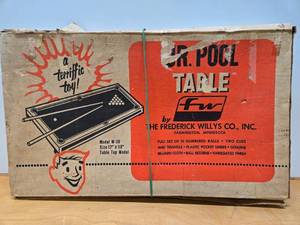 lot 153 image: Vintage JR. POOL Table by the Frederick Willys Company in Farmington, MN w Original Box