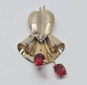 lot 169 image: Signed Vintage VERMEIL Sterling Silver & Rhinestone Brooch