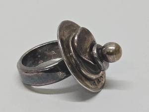lot 164 image: Signed Modernist Sterling Silver Ring by Uno De 50 - Size 6.5