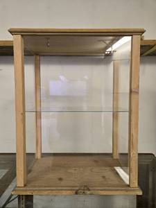 lot 195 image: 2-Tier Glass & Wood Display Case
