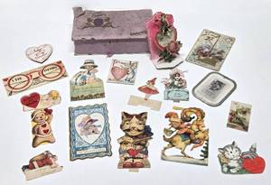 lot 199 image: Box wUnique Antique Greeting Cards