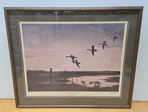 lot 208 image: Framed Signed Numbered LES KOUBA Wildlife Print wPintail Ducks - After the Rain