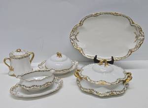 lot 214 image: Beautiful Antique Haviland Limoges Serving Pieces