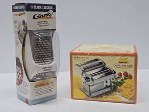 lot 229 image: 2 Brand New in Box Kitchen Cooking Tools - Cordless Gizmo Grater & MARCATO Pasta Maker