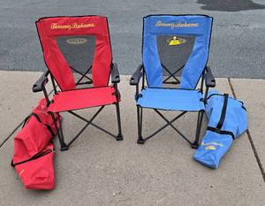 lot 242 image: Pair of New or Like-New TOMMY BAHAMA Heavy Duty Folding Chairs 
