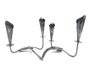 lot 280 image: Vintage Hans Jensen Silverplate Decorative Calla Lilies Candlestick Holders