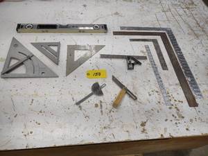 lot 158 image: Squares, Protractors, & Level...