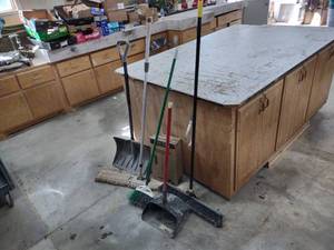 lot 283 image: (2) Brooms, Shovel, Dustpan, & Dust...
