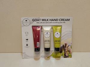 lot 87 image: DIONIS GOAT MILK HAND CREAM 3PK.