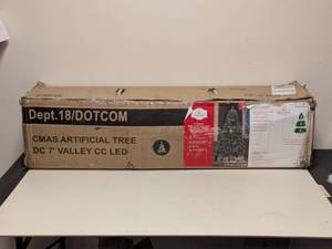 lot 142 image: HOLIDAY TIME 7FT PRE-LIT VALLEY SPRUCE CHRISTMAS TREE