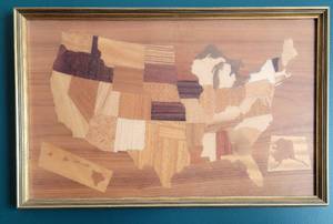 lot 63 image: Inlaid US Map Wood