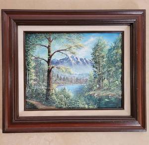 lot 65 image: Framed Oil Landscape Art Signed Bonnie Loeding