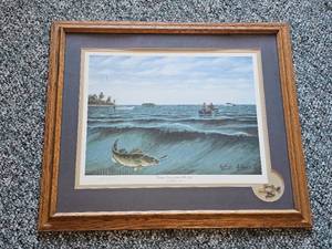 lot 72 image: Professionally Framed Les Kouba Opening Day on Lake Mille Lacs Singed 4301