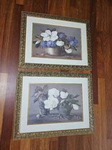 lot 136 image: Print Magnolias with Hydrangeas Pair by Joe Anna Arnett